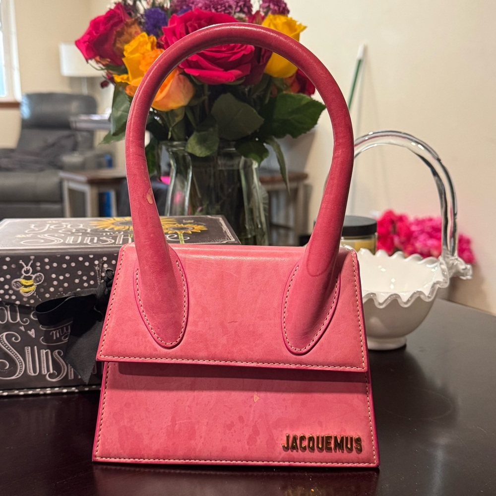 JACQUEMUS Pink Le Chiquito Moyen Leather Top Handle Bag